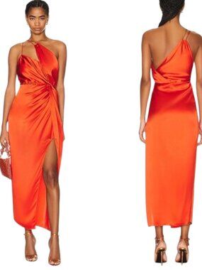 The Sei Silk Strappy Knot Dress Poppy Orange Size 2 NWT